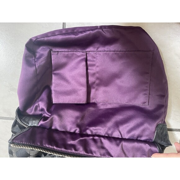 COACH SIGNATURE MIA OP ART TOTE SHOULDER BAG J1182-F15758 Black Purple Lining - Picture 15 of 16